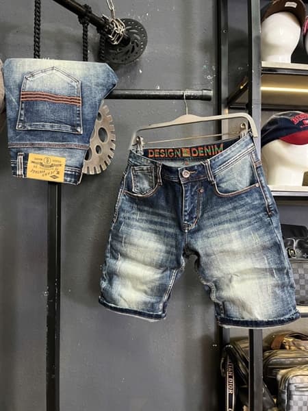 Sort Jean 3K DENIM S2 xanh was cào nhẹ chỉ cam