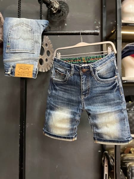 Sort Jean 3K DENIM 2256 xanh nhạt was phủ túi thêu
